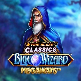 Fire Blaze Blue Wizard Megaways slot visual from Rarestone Gaming available on fridayrollscasino.com