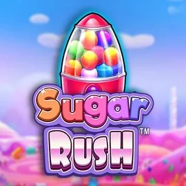 Sugar Rush slot logo by Pragmatic Play at Fridayroll Casino